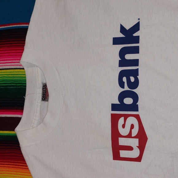 Vtg US Bank Crew neck Short Sleeve White T-Shirt XL - Picture 2 of 9